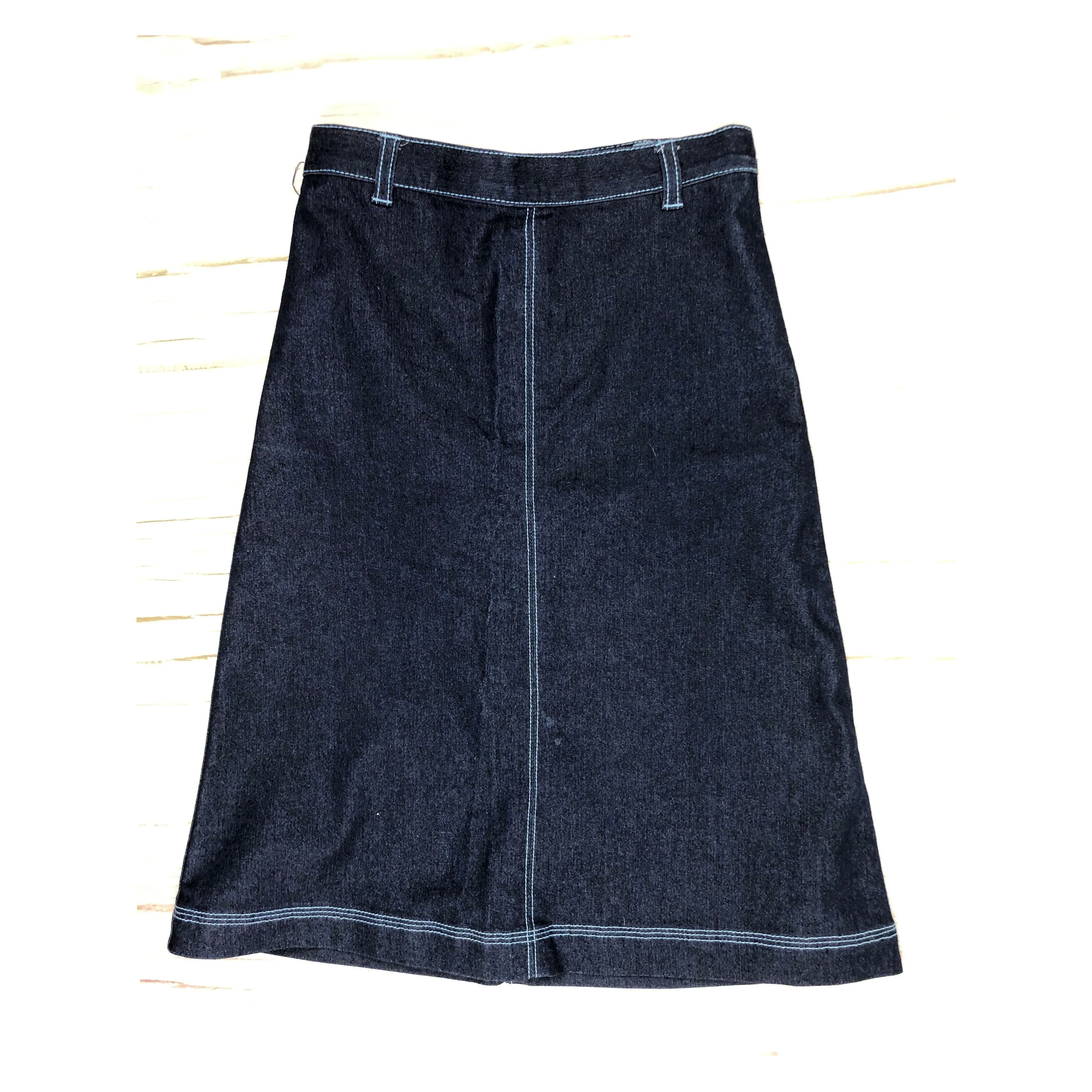 90's Vintage Girls Denim A line Stretch Skirt - Size 6
