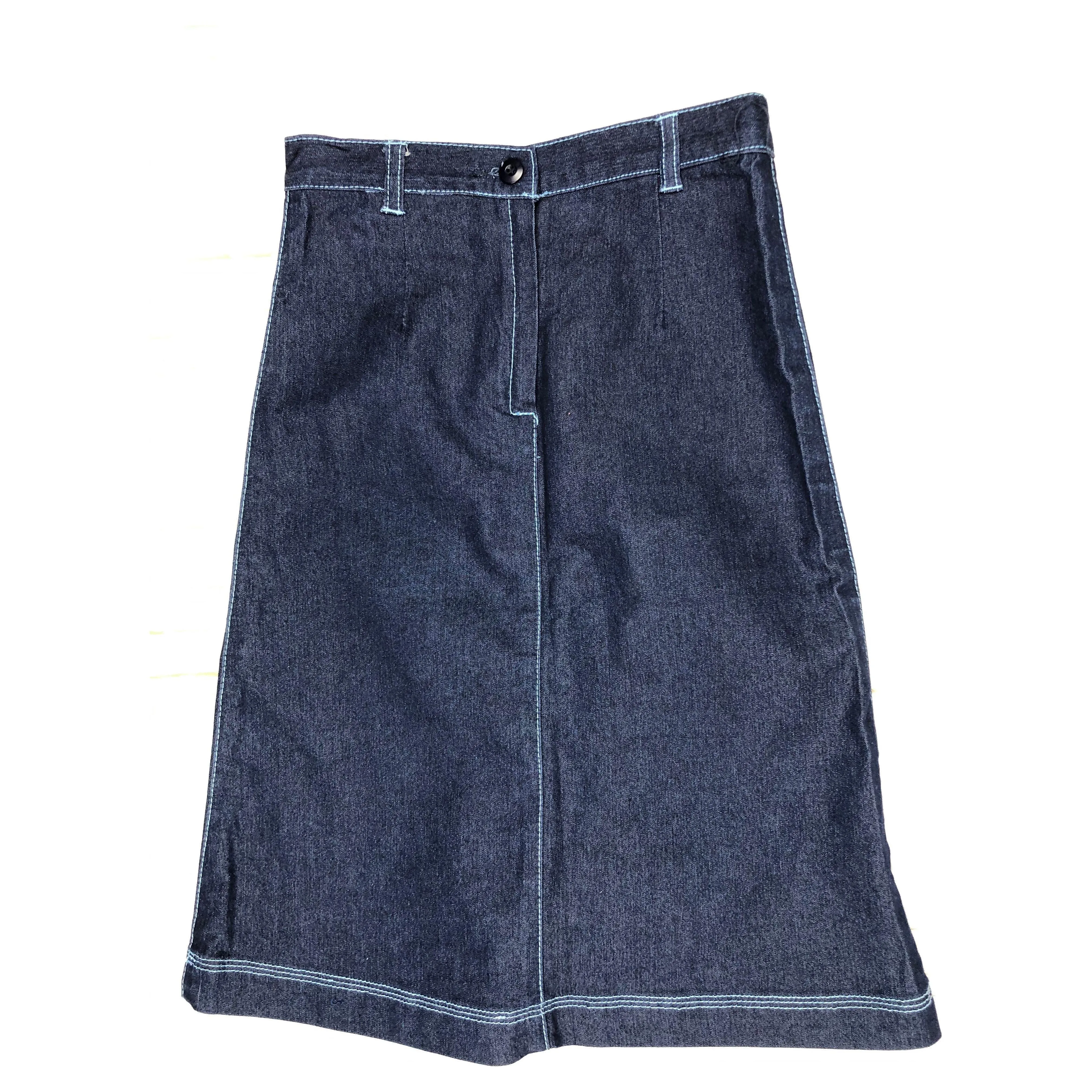 90's Vintage Girls Denim A line Stretch Skirt - Size 6