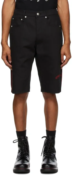 Alexander McQueen Black Organic Stretch Denim Logo Shorts