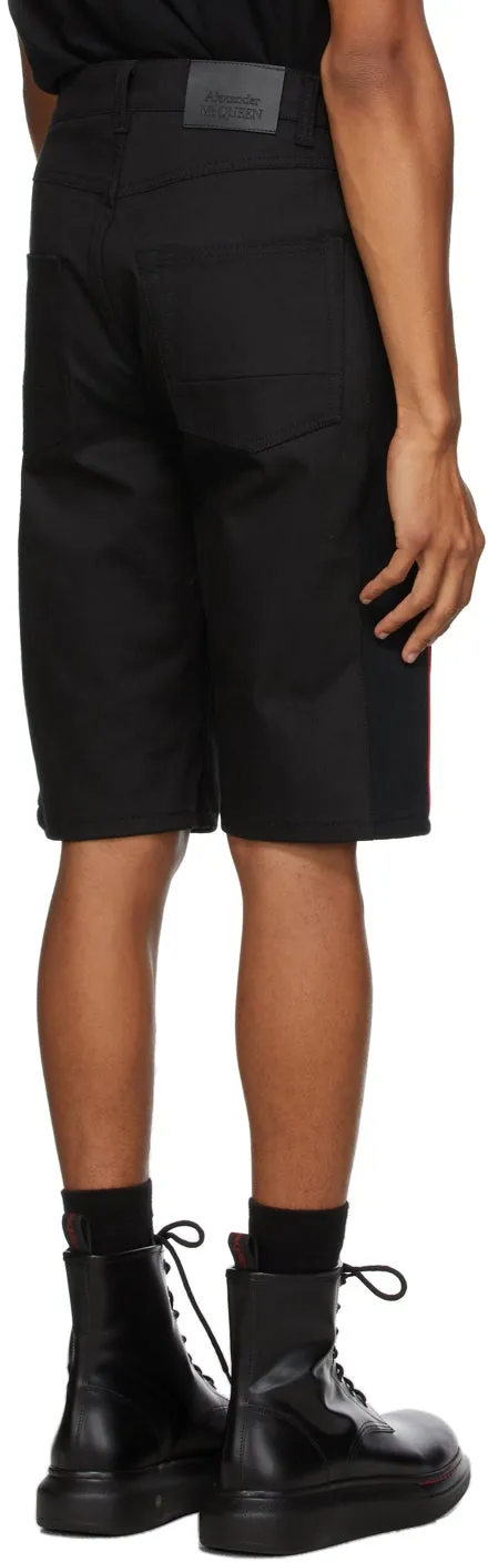 Alexander McQueen Black Organic Stretch Denim Logo Shorts