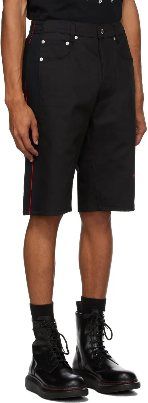 Alexander McQueen Black Organic Stretch Denim Logo Shorts