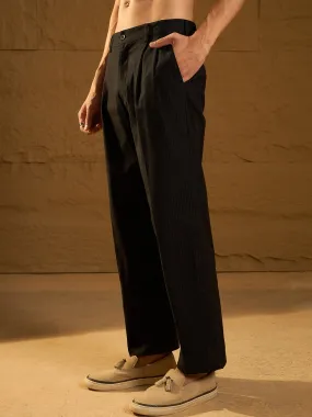 Black: Stripe Korean Baggy Fit Trouser
