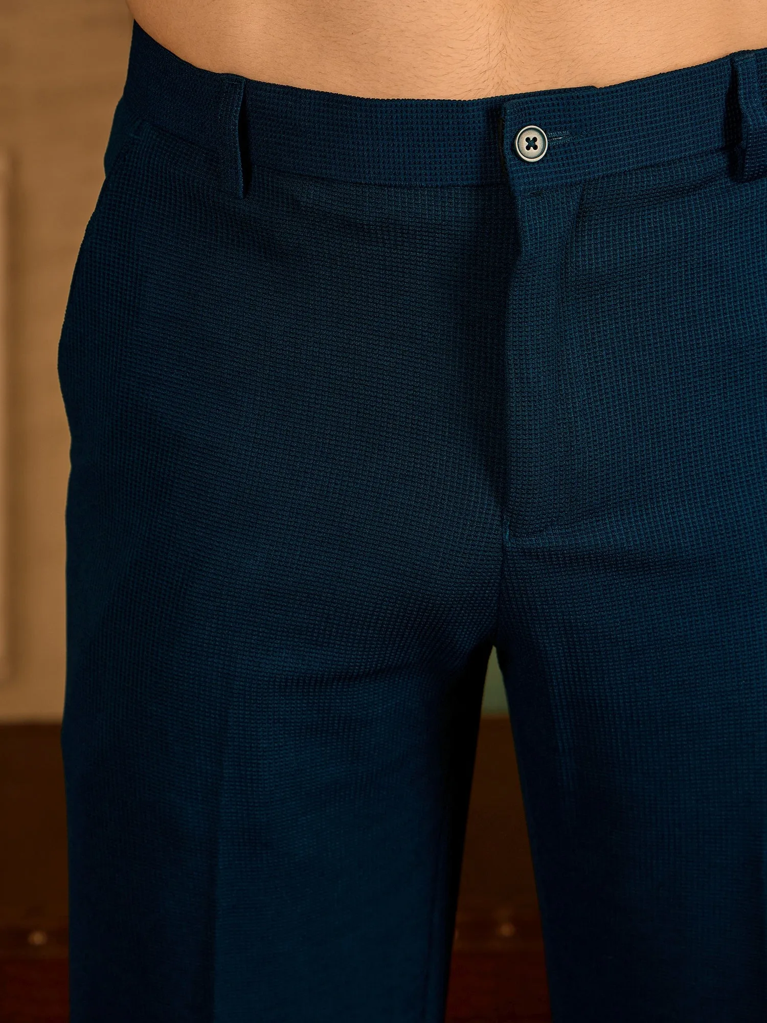 Blue: Korean Baggy Fit Stretchable Trouser