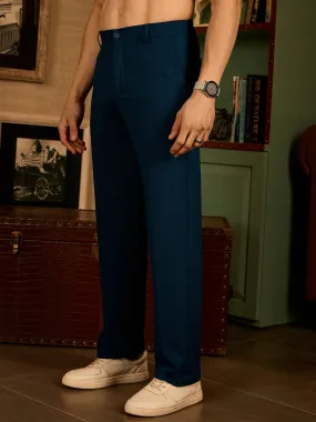 Blue: Korean Baggy Fit Stretchable Trouser