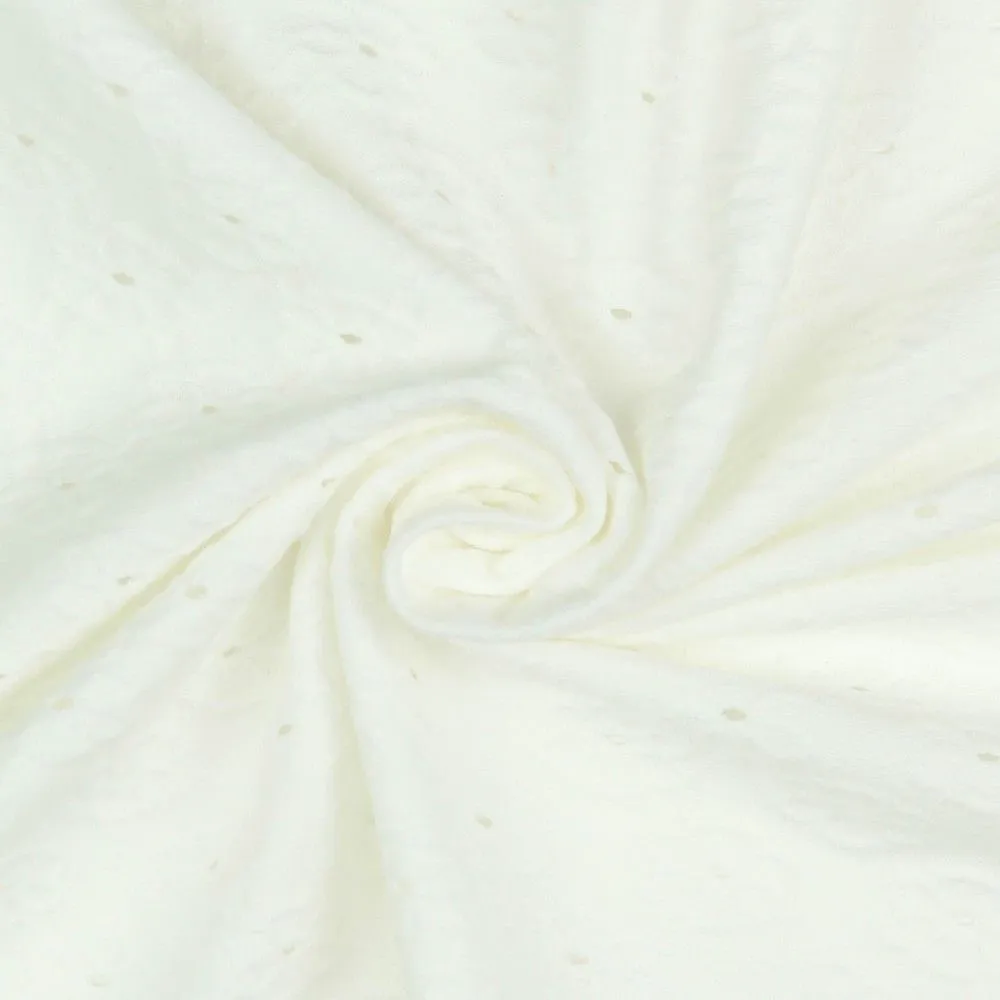 Broderie Flowers Ivory Knitted Jersey Fabric