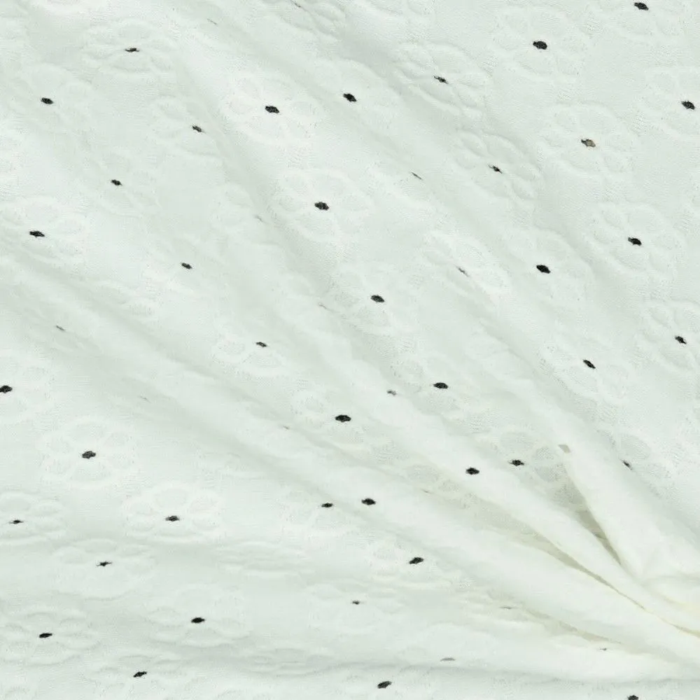 Broderie Flowers Ivory Knitted Jersey Fabric