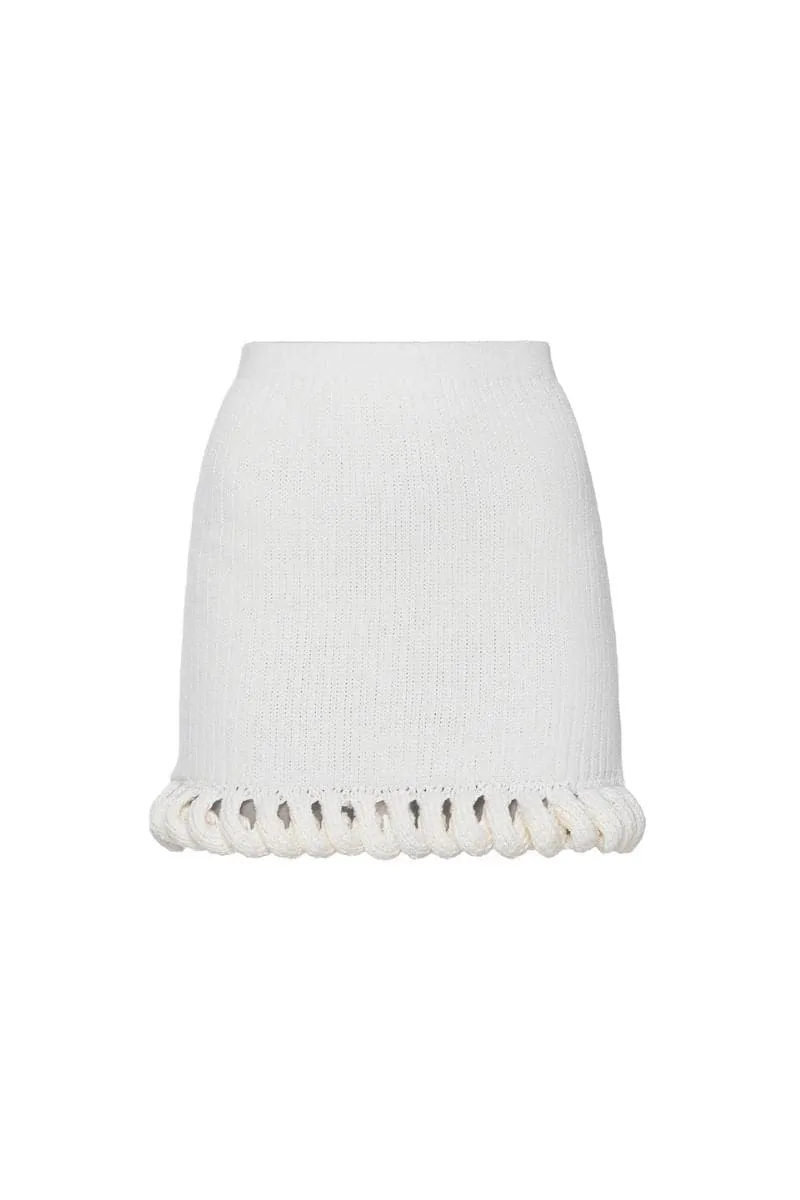 CAMELLIA WHITE KNITTED MINI SKIRT