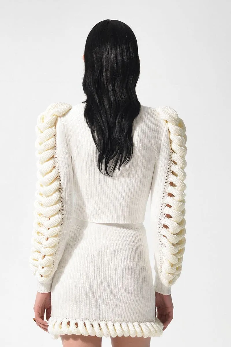 CAMELLIA WHITE KNITTED MINI SKIRT