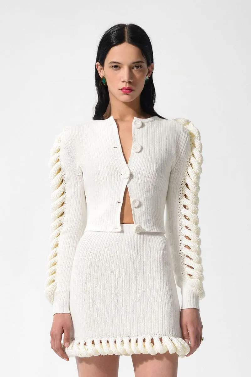CAMELLIA WHITE KNITTED MINI SKIRT