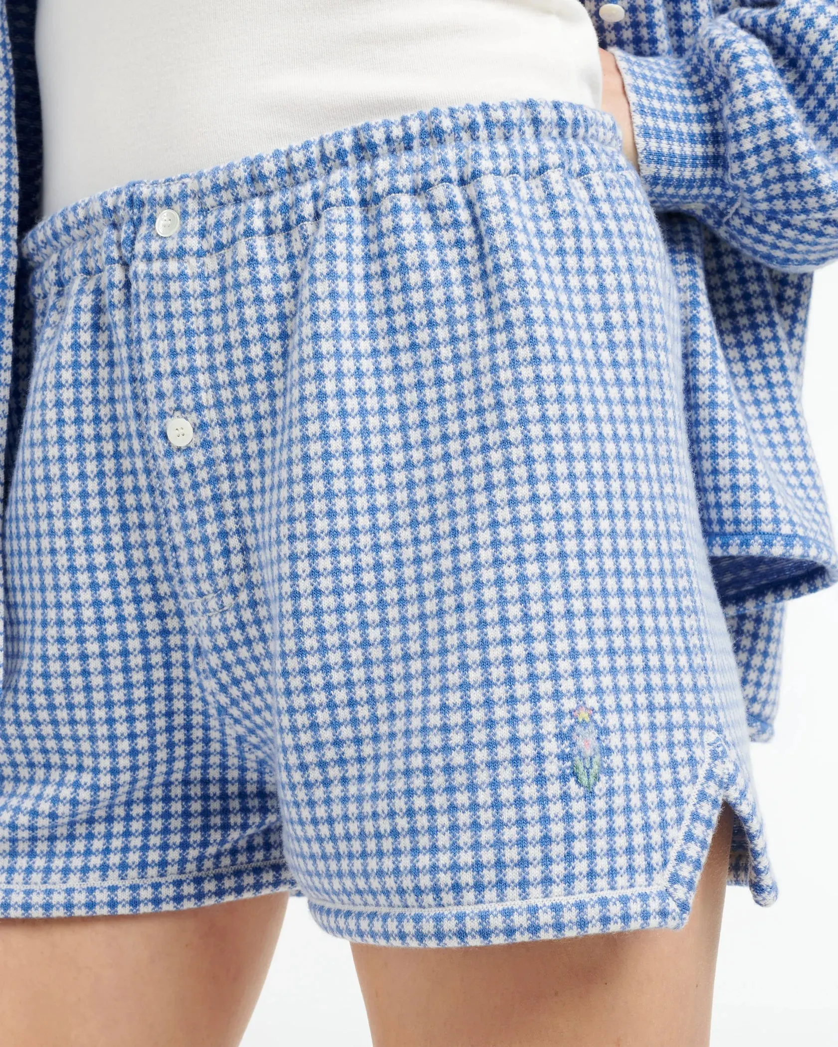 Cashmere and cotton gingham shorts