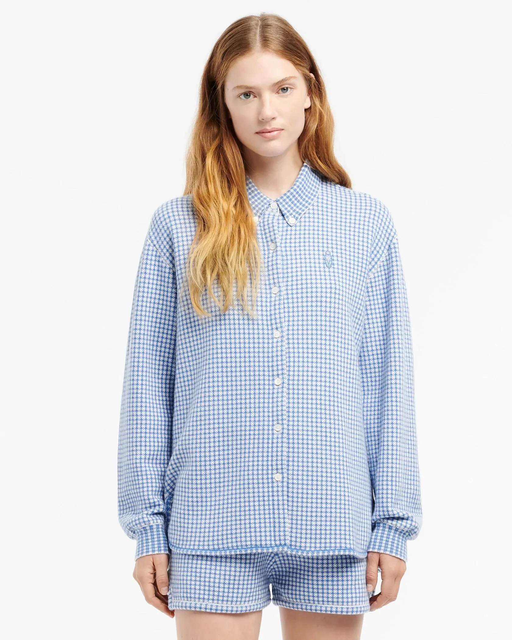 Cashmere and cotton gingham shorts