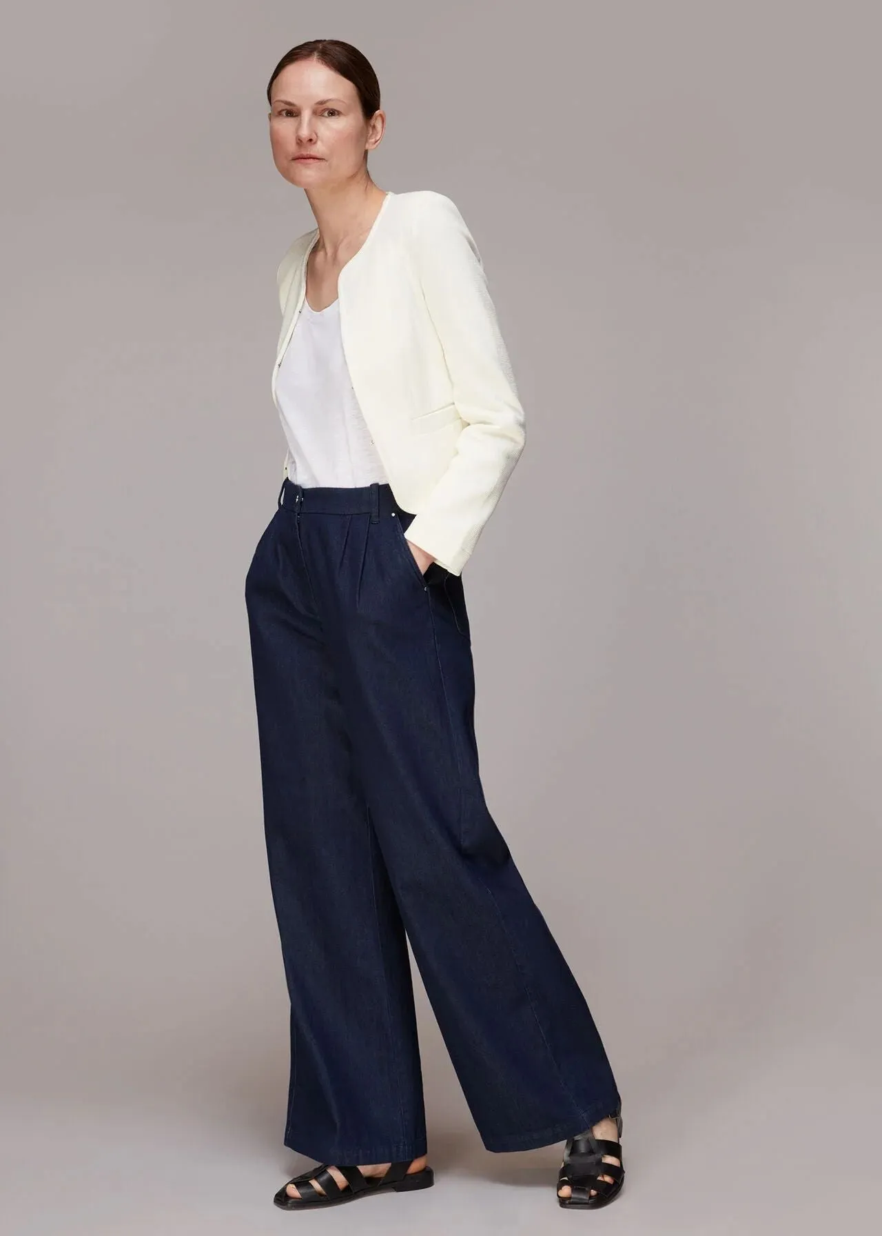 COLLARLESS JERSEY JACKET