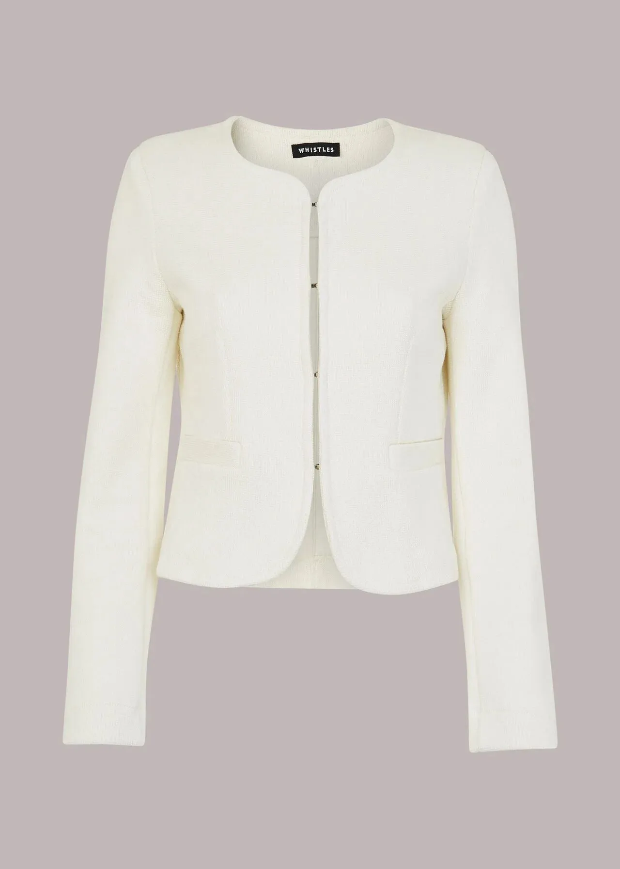 COLLARLESS JERSEY JACKET