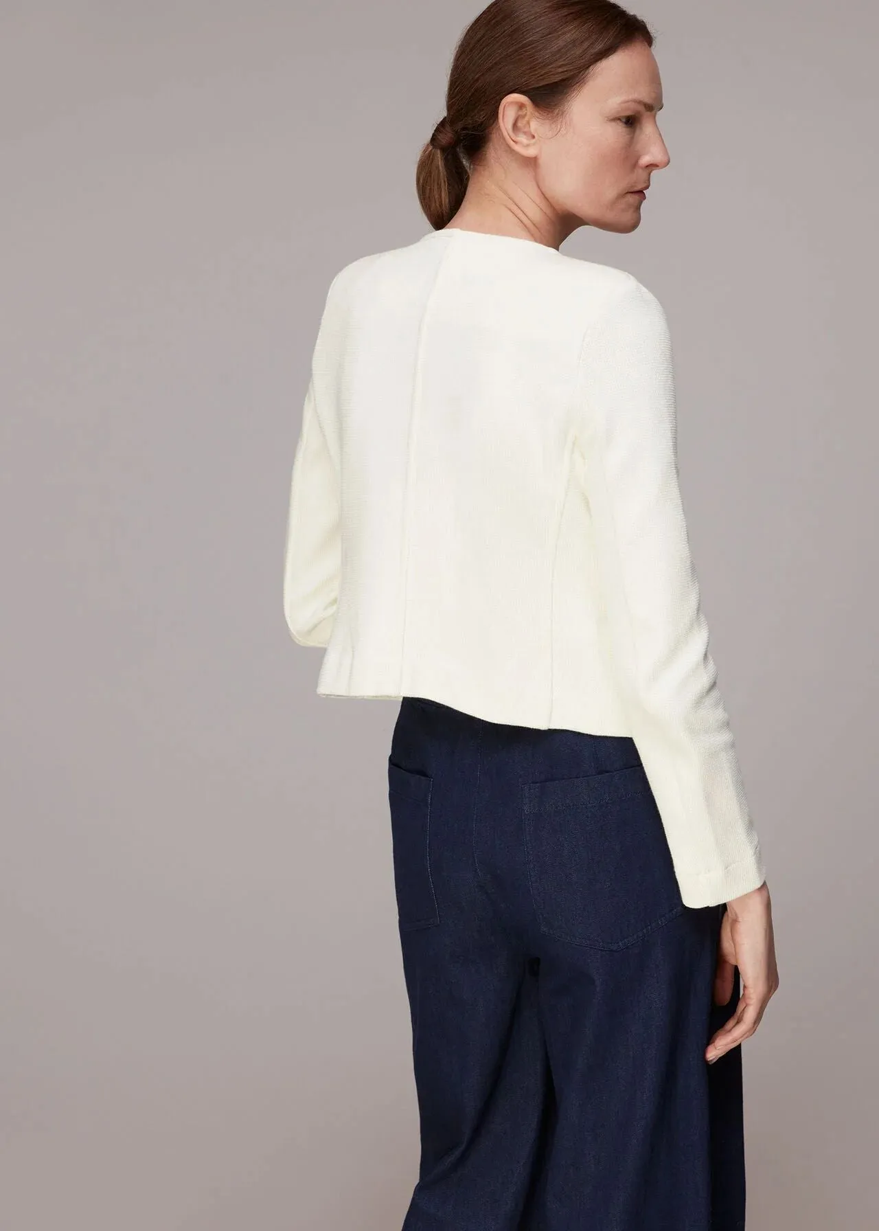 COLLARLESS JERSEY JACKET