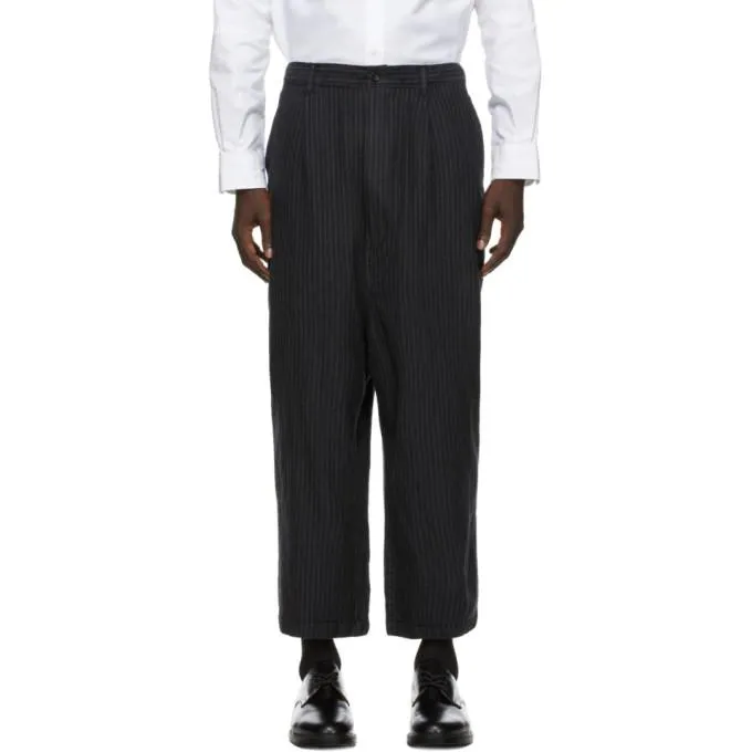 Comme des Garcons Homme Grey Wool Herringbone Stripe Trousers