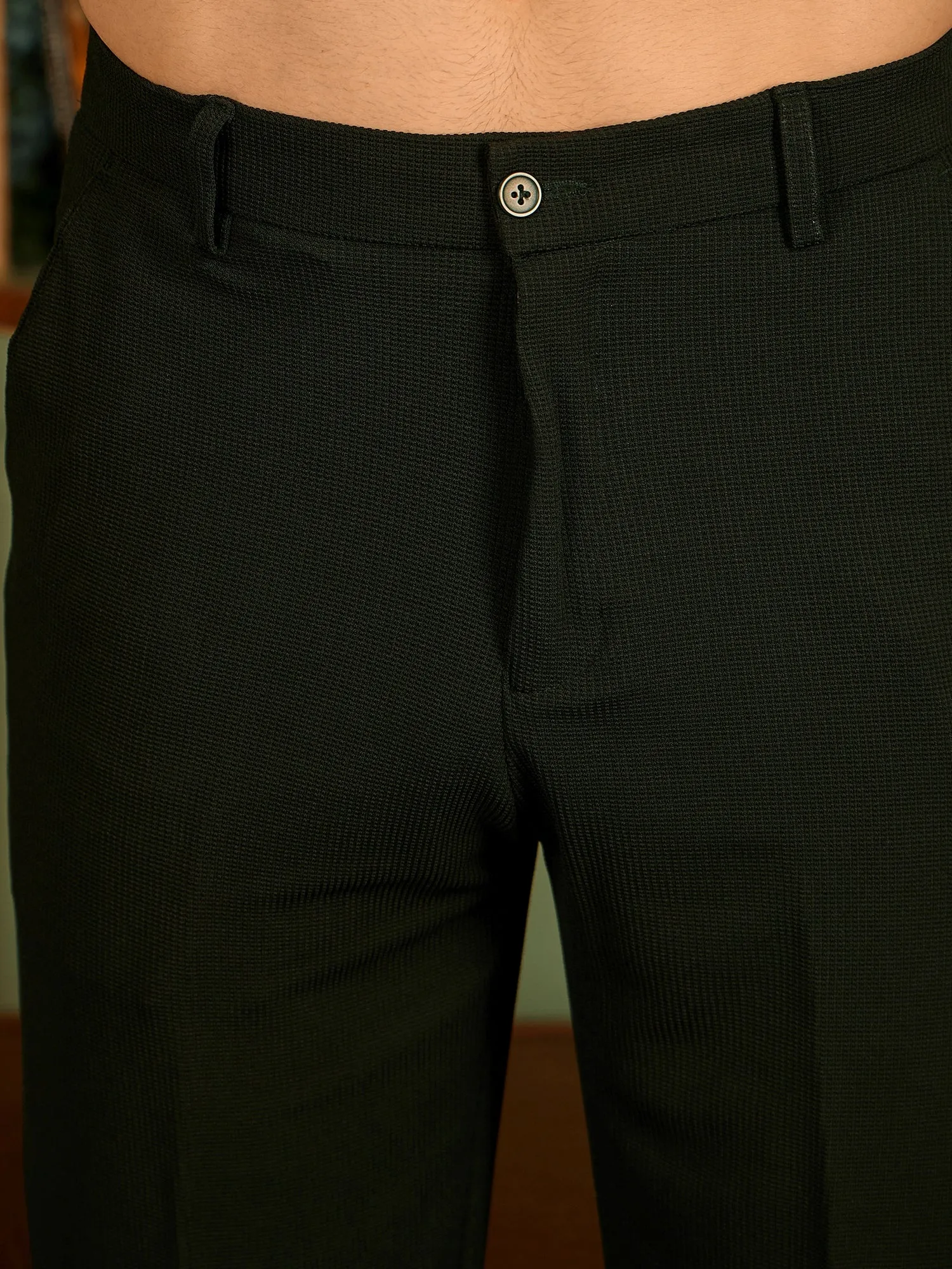 Dark Green: Korean Baggy Fit Stretchable Trouser