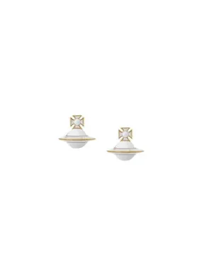 Dinah Stud Earrings - Gold/White - 6201032J-02R175-IM