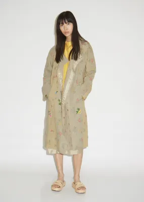 Floral Printed Linen Coat