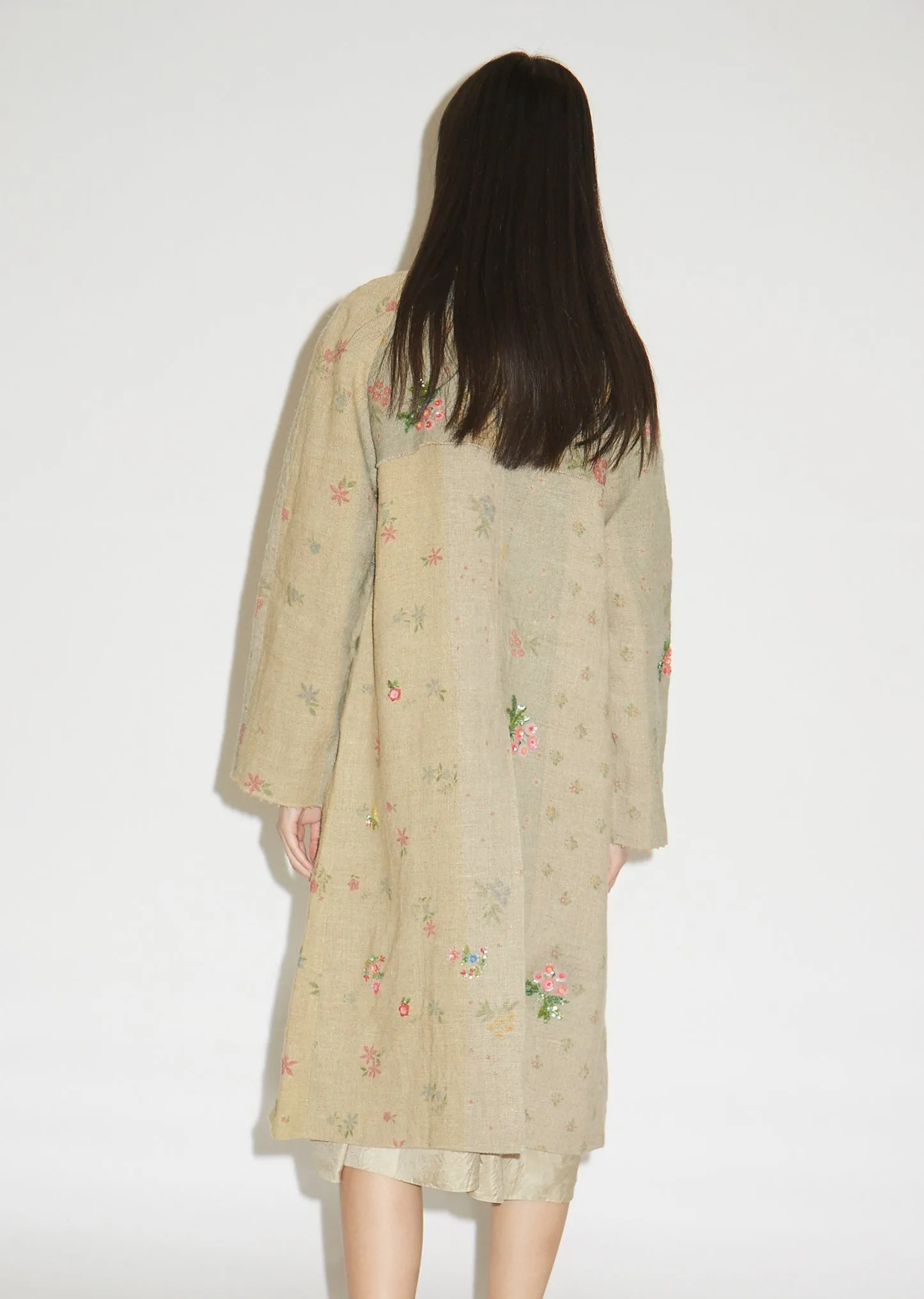 Floral Printed Linen Coat
