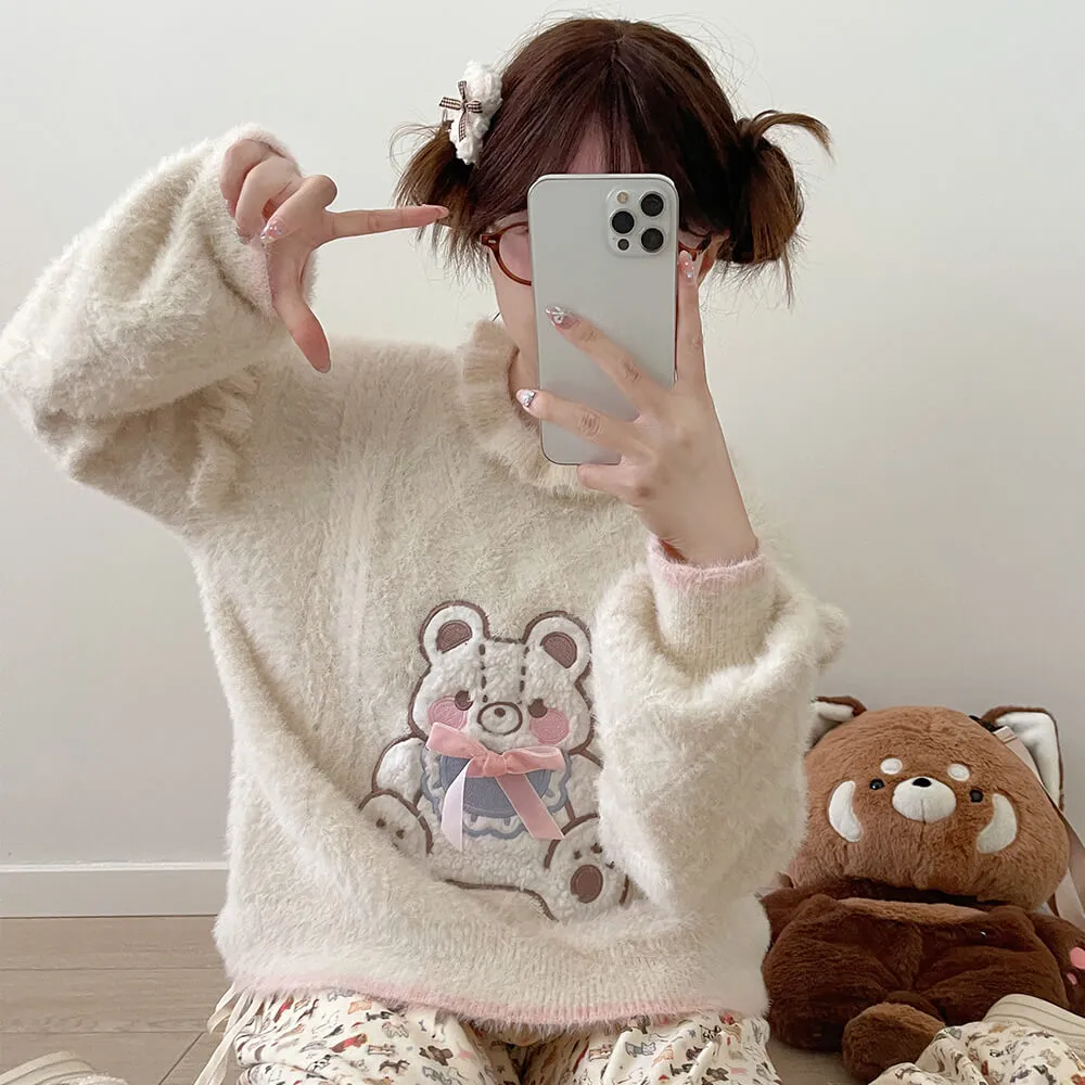 Fluffy Teddy Bear Knit Sweater
