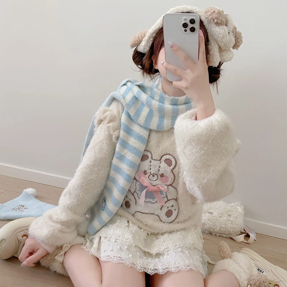 Fluffy Teddy Bear Knit Sweater
