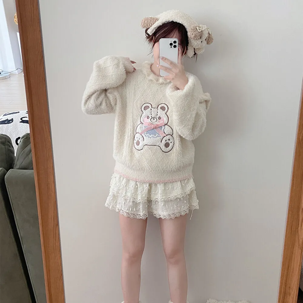 Fluffy Teddy Bear Knit Sweater