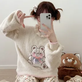 Fluffy Teddy Bear Knit Sweater