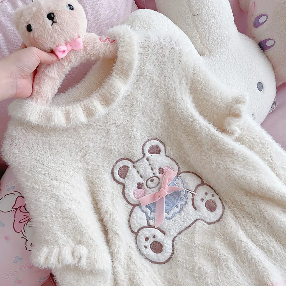 Fluffy Teddy Bear Knit Sweater