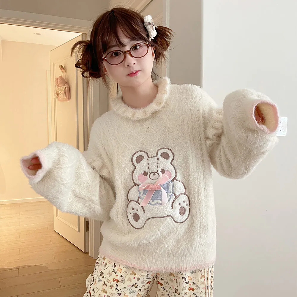 Fluffy Teddy Bear Knit Sweater