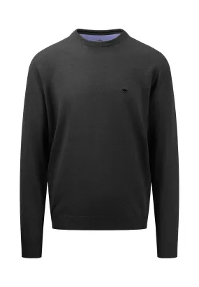 Fynch Hatton Knitwear O-Neck Superfine Jumper Black