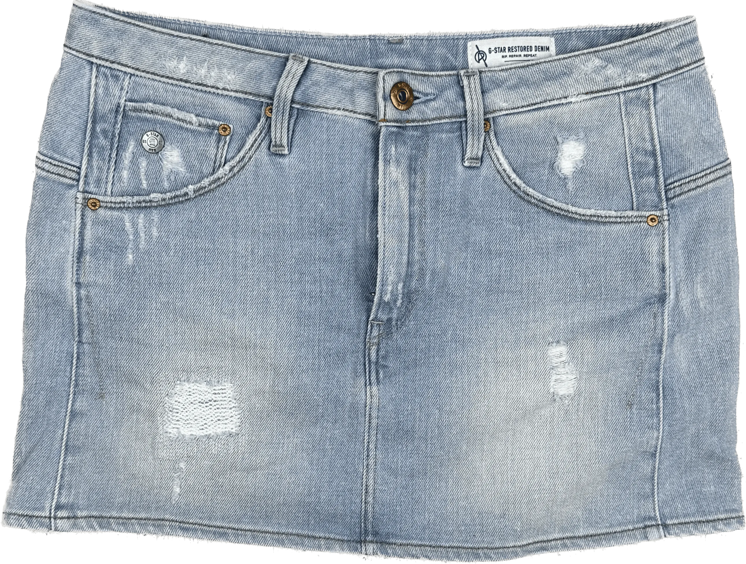 G Star Raw 3301 'Arc Mid Straight' Stretch Denim Mini Skirt - Size 27