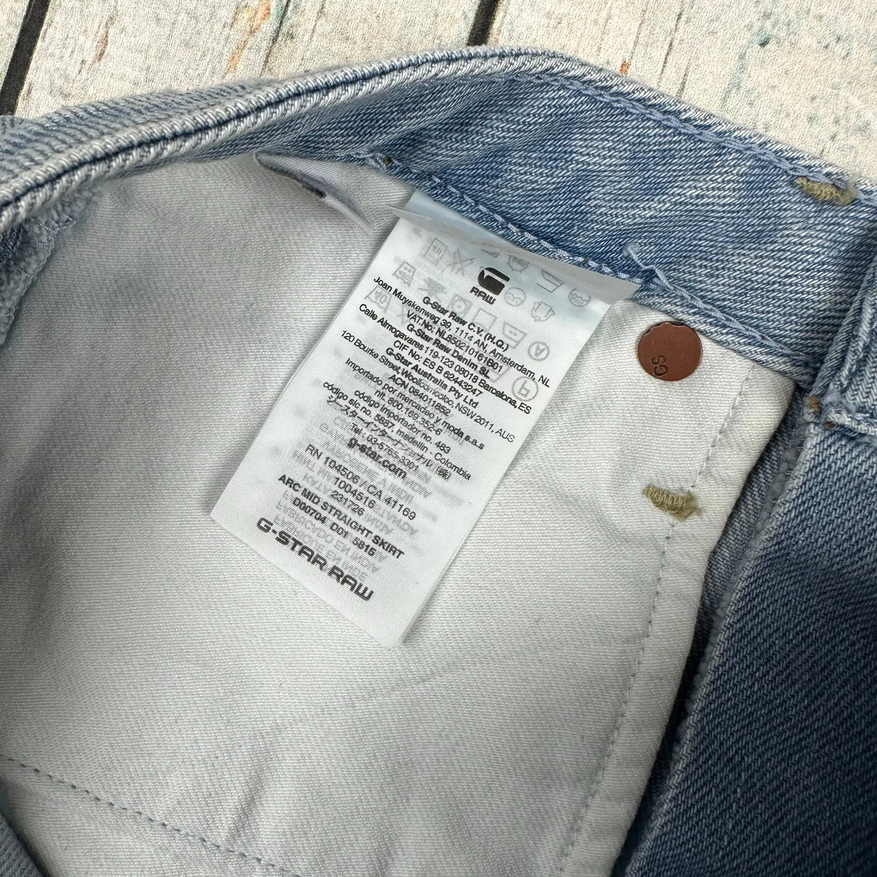 G Star Raw 3301 'Arc Mid Straight' Stretch Denim Mini Skirt - Size 27