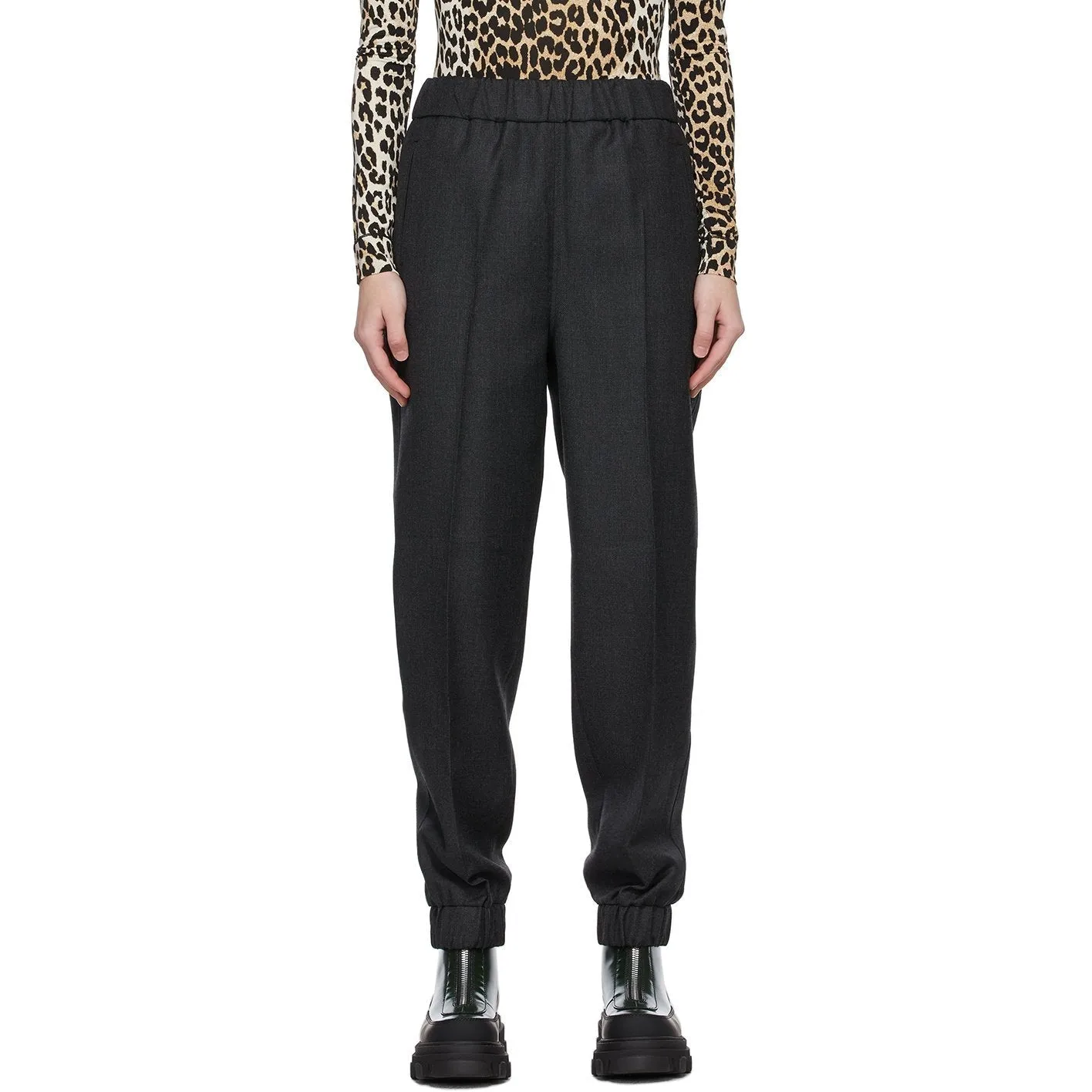 GANNI Grey Elasticized Suiting Trousers