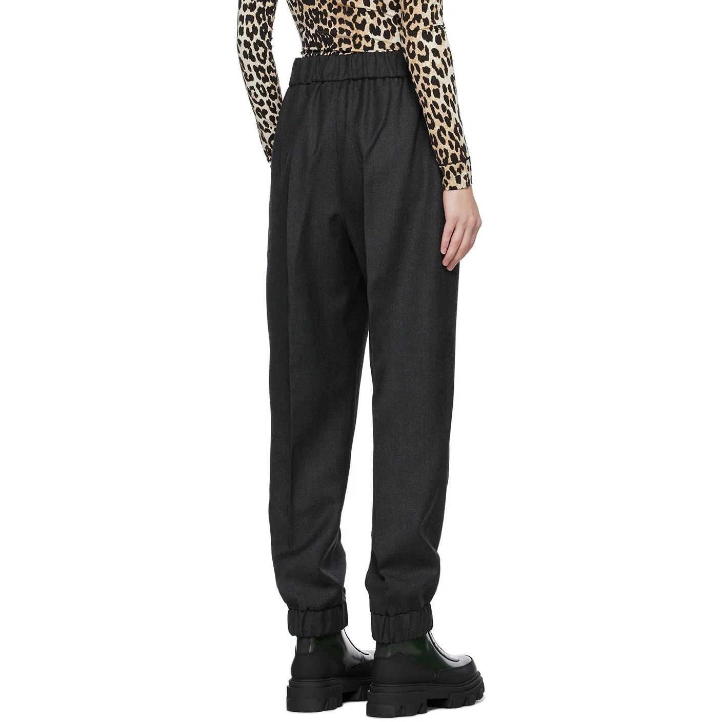 GANNI Grey Elasticized Suiting Trousers