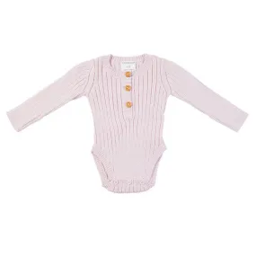 Goldie Hand Knit Rib Onesie - Soft Pink