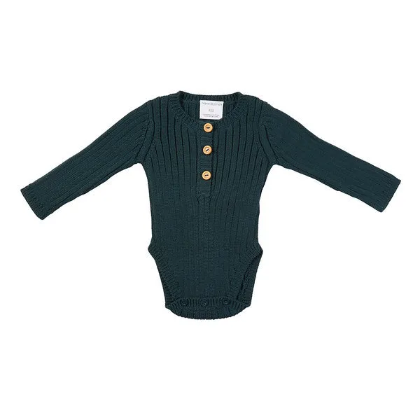 Goldie Hand Knit Rib Onesie - Teal