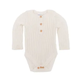Goldie Hand Knit Rib Onesie Winter White