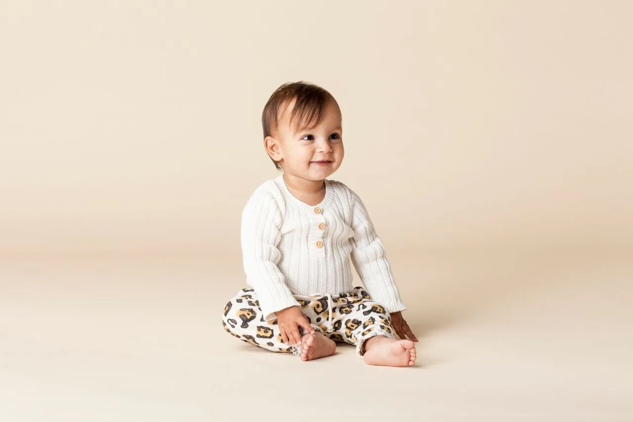 Goldie Hand Knit Rib Onesie Winter White