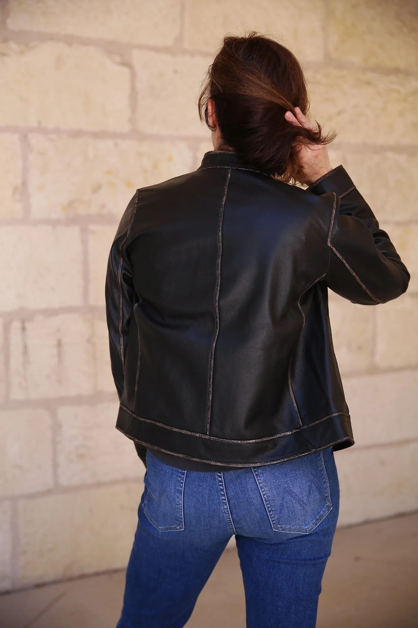 Leather Moto Jacket Vintage Black