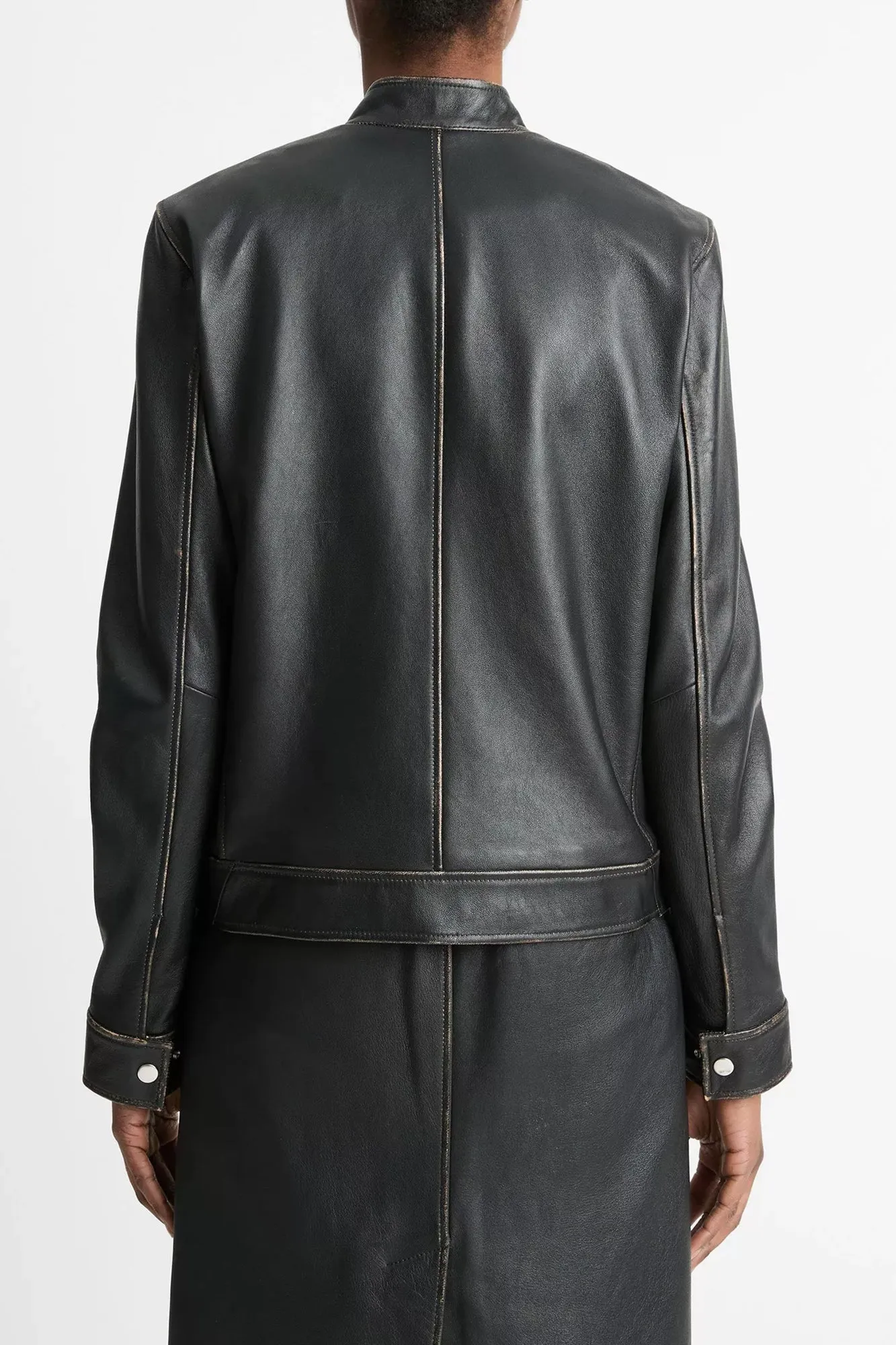 Leather Moto Jacket Vintage Black