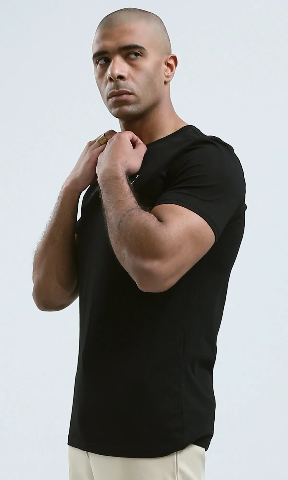 o182447 - Front & Back Print "Be Brave" Black Cotton Tee