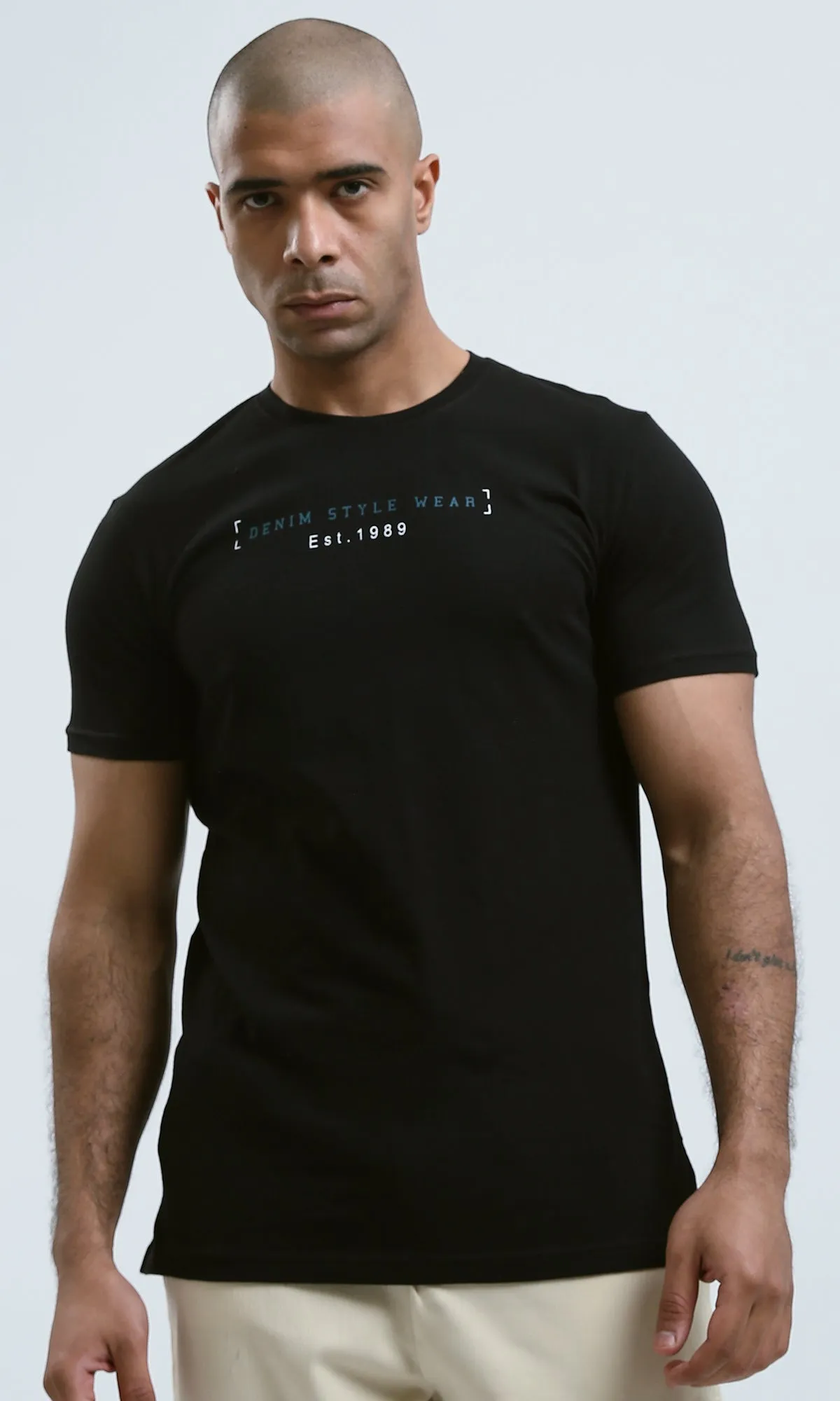 o182447 - Front & Back Print "Be Brave" Black Cotton Tee