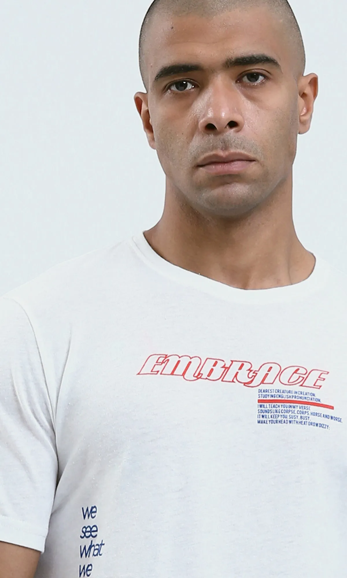 o188714 - Front & Back Print "Embrace" White Tee