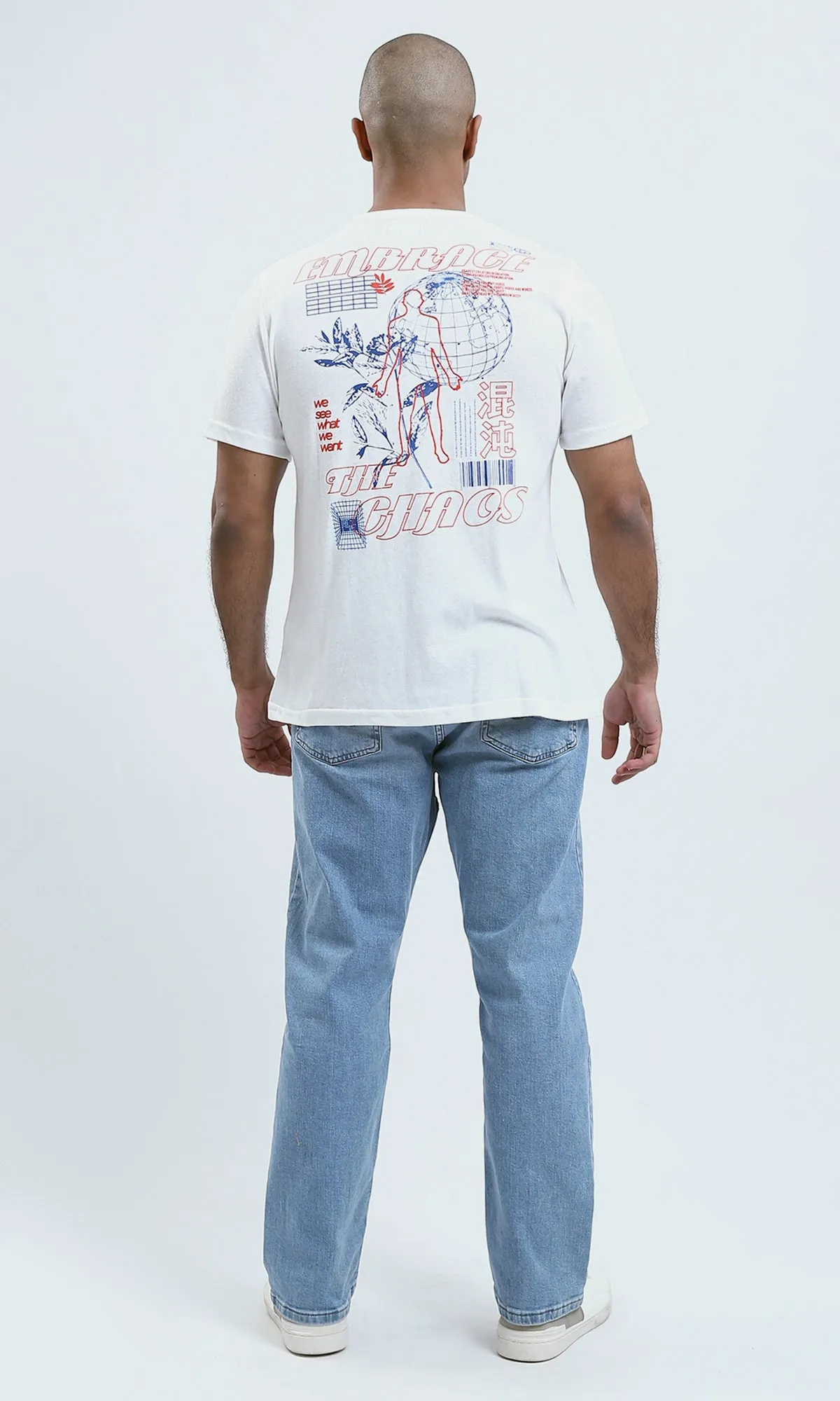 o188714 - Front & Back Print "Embrace" White Tee