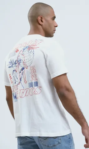 o188714 - Front & Back Print "Embrace" White Tee