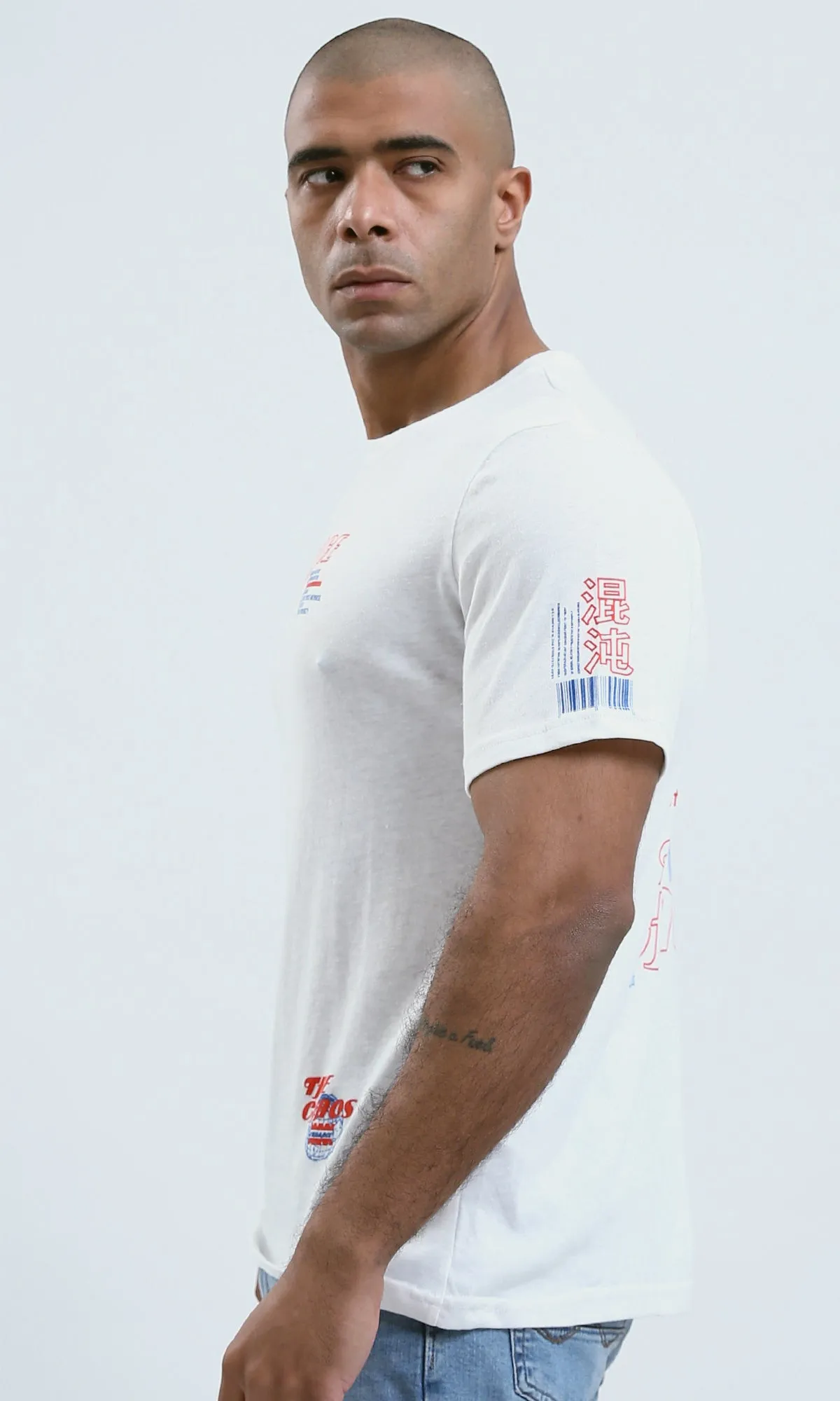 o188714 - Front & Back Print "Embrace" White Tee