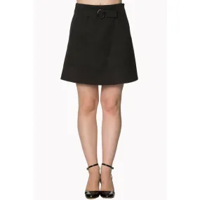 Plain Black Buckle Womens Skirt