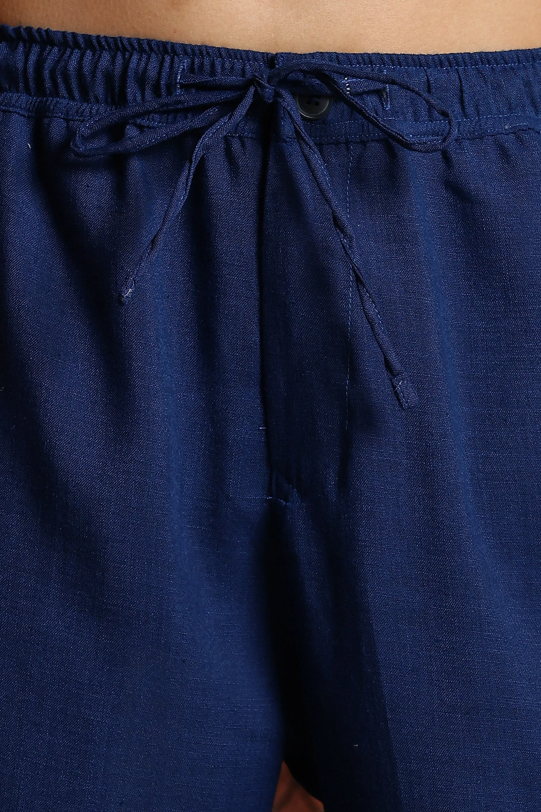 Relaxed Fit Solid Linen-Blend Lounge Trousers