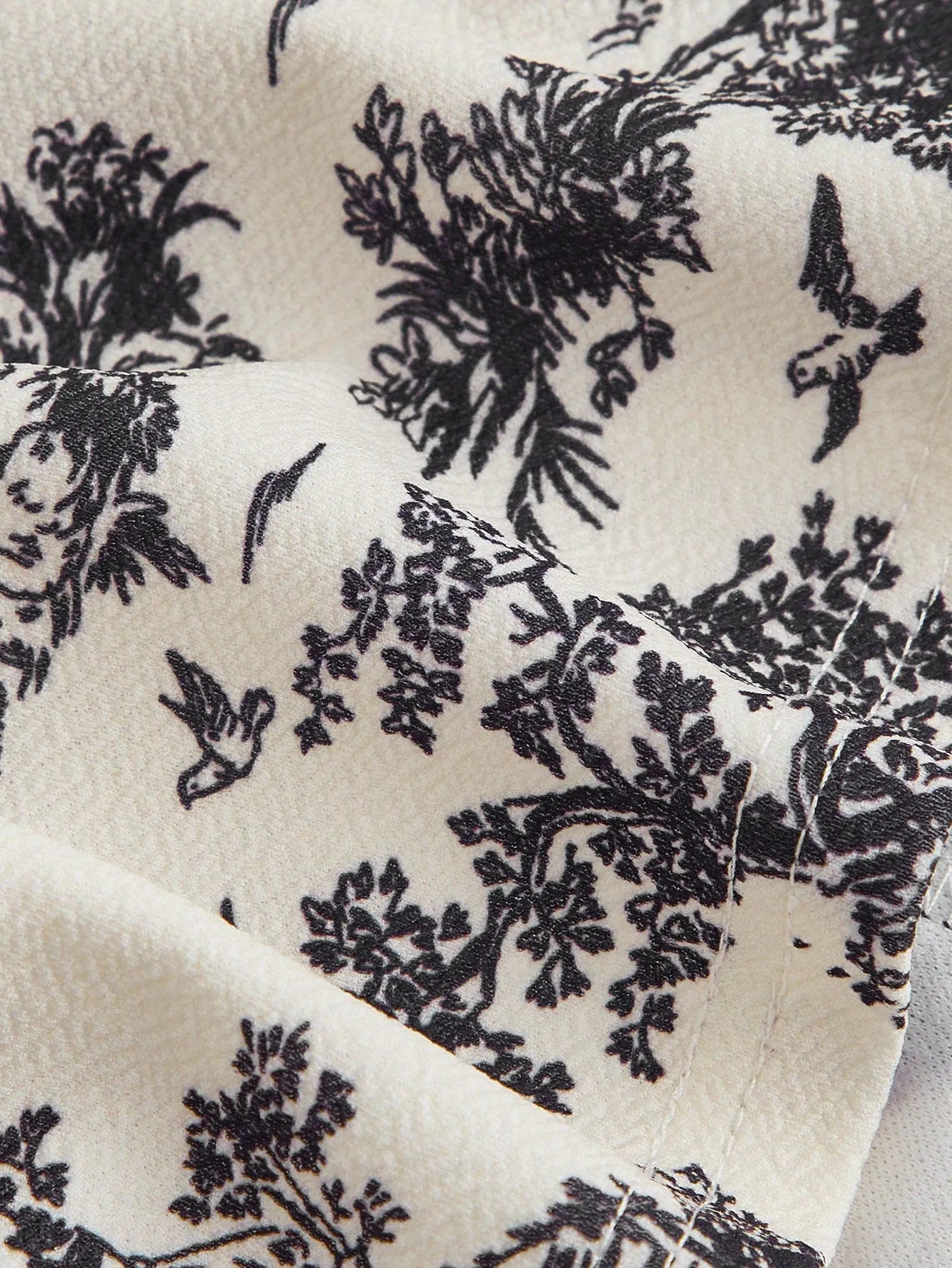Retro Palace Blue & White Floral Printed Fish Bone  Top And Skirt Set
