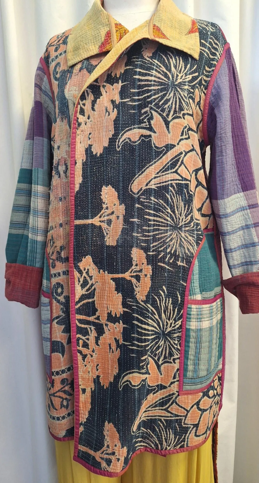Reversible Vintage Kantha Stitched Coat - H